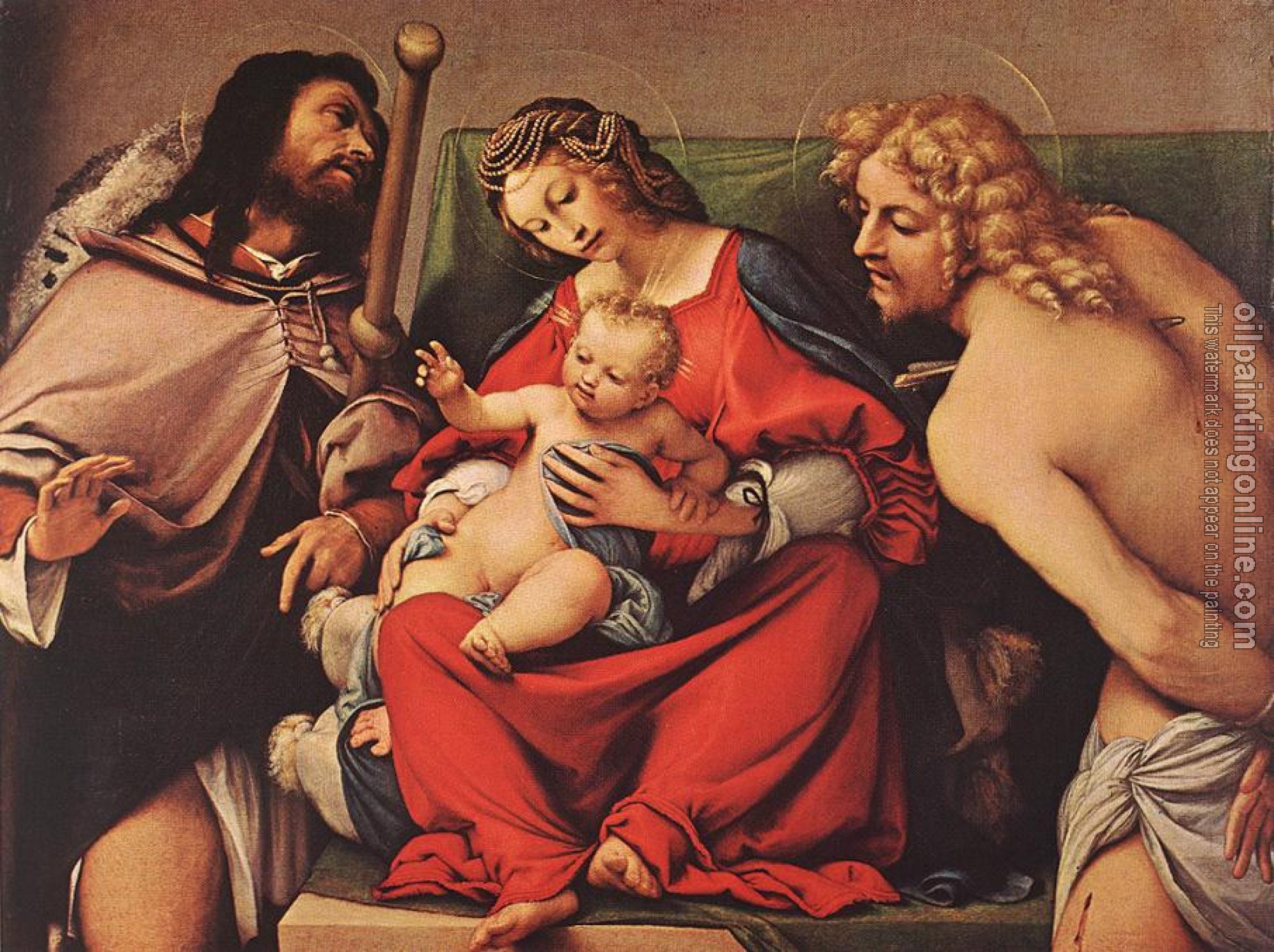 Lotto, Lorenzo - Madonna with the Child and Sts Rock and Sebastian